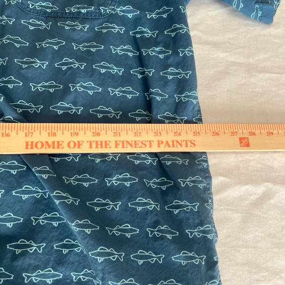 Duluth Trading Fish Print Shirt Men’s XL Tall Blue Short Sleeves Cotton - Picture 7 of 9